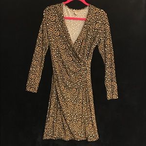 Banana Republic faux wrap leopard print dress